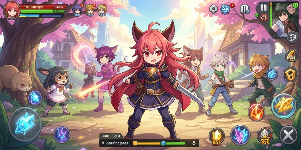 Tampilan gameplay seru dari 9SL dengan karakter Anime ikonik.