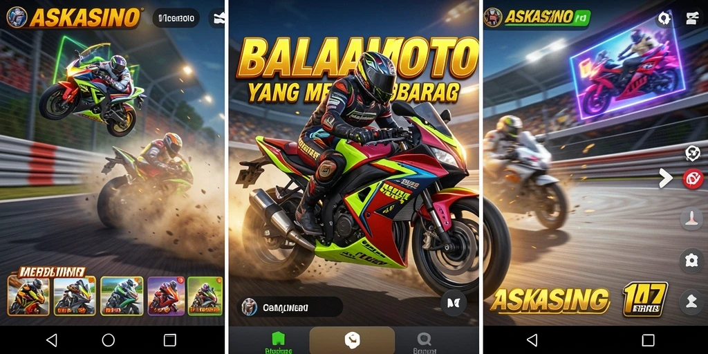 Screenshot utama menunjukkan aksi balapan motor yang mendebarkan.