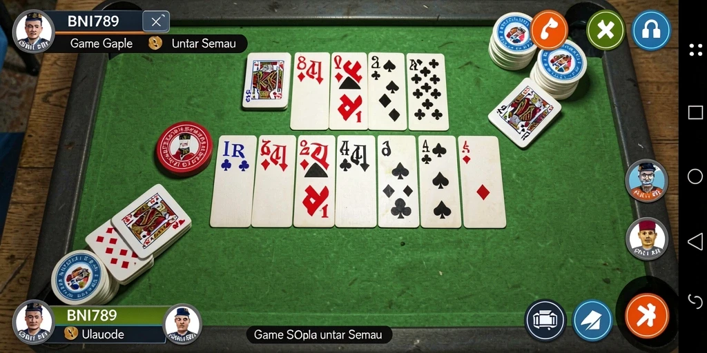 Tampilan gameplay seru BNI789 dengan teman-teman dalam permainan Gaple.