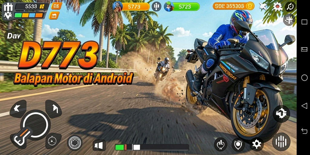 Tampilan menarik dari gameplay balapan motor di D73.