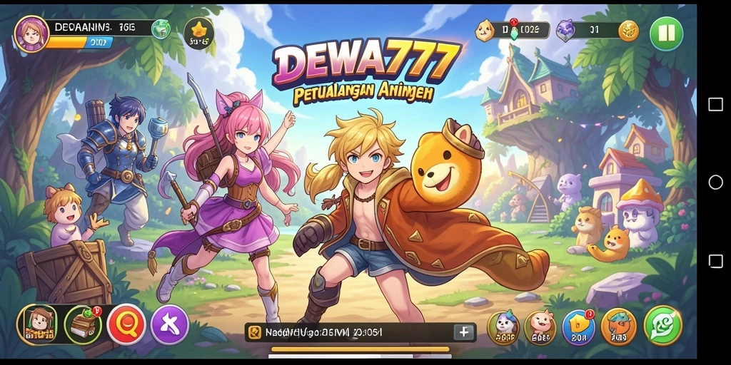 Screenshot gameplay DEWA777 yang memperlihatkan aksi pertarungan karakter Anime.