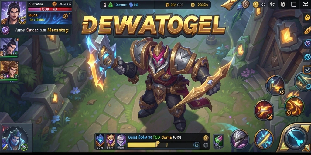 Screenshot DEWATOGEL menampilkan pertempuran seru dalam arena MOBA.