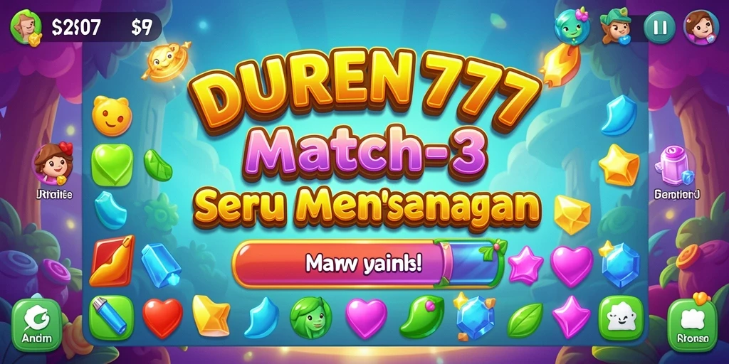 Tampilan gameplay seru DUREN777 dengan durian warna-warni.