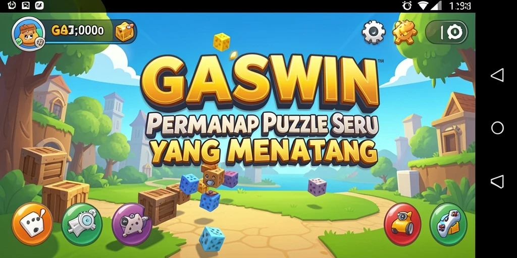 Tampilan gameplay GASWIN yang penuh warna dan menantang.