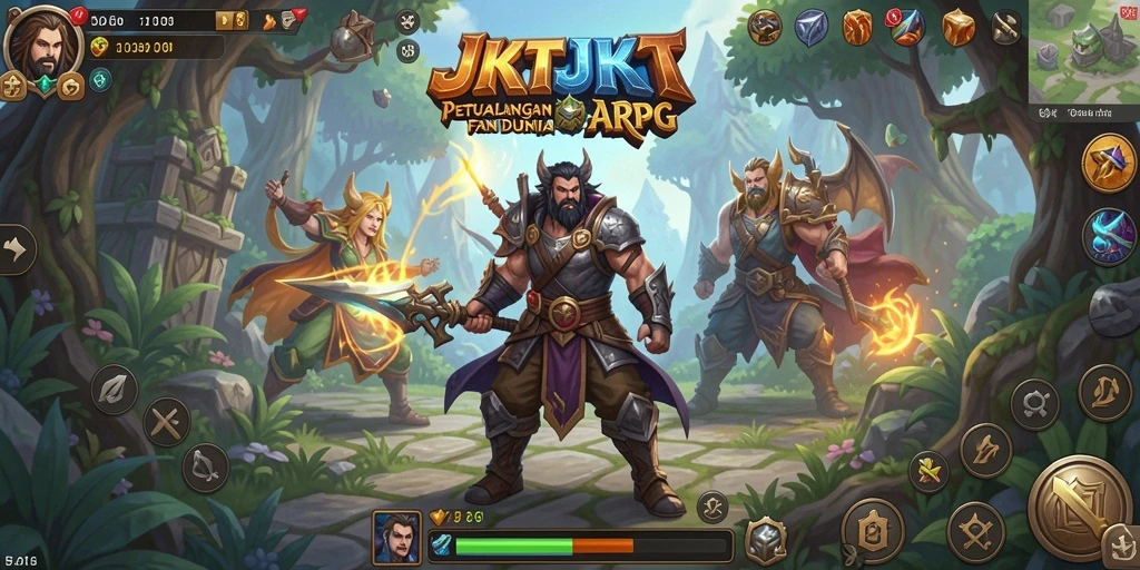 Tangkapan layar JKTJKT menampilkan pertarungan epik di dunia fantasi.