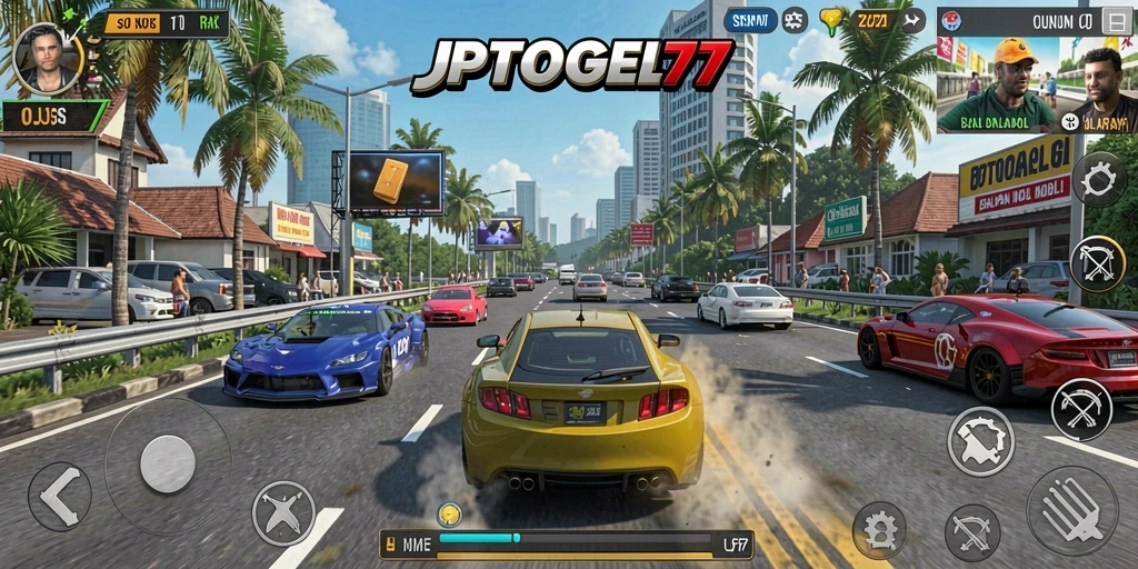 Tampilan menarik dari gameplay balapan mobil di JPTOGEL77.
