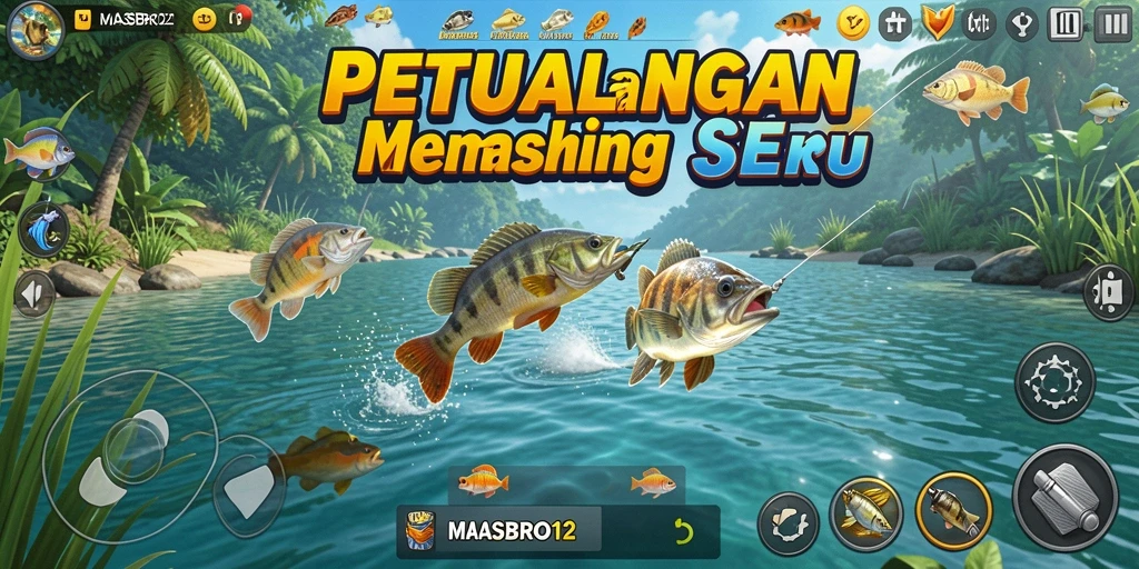 Tangkapan ikan besar dalam gameplay MASBRO12 yang penuh tantangan.