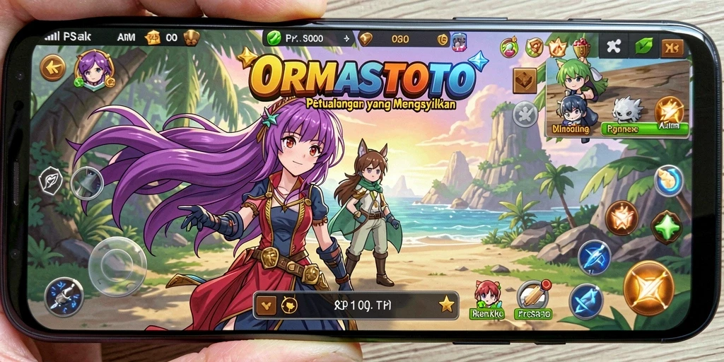 Tangkapan layar gameplay seru dari ORMASTOTO yang menampilkan pertarungan karakter anime.