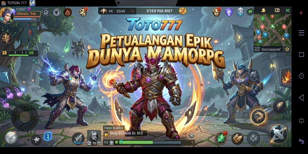 Screenshot gameplay utama TOTO777 menampilkan aksi seru dalam dunia MMORPG.