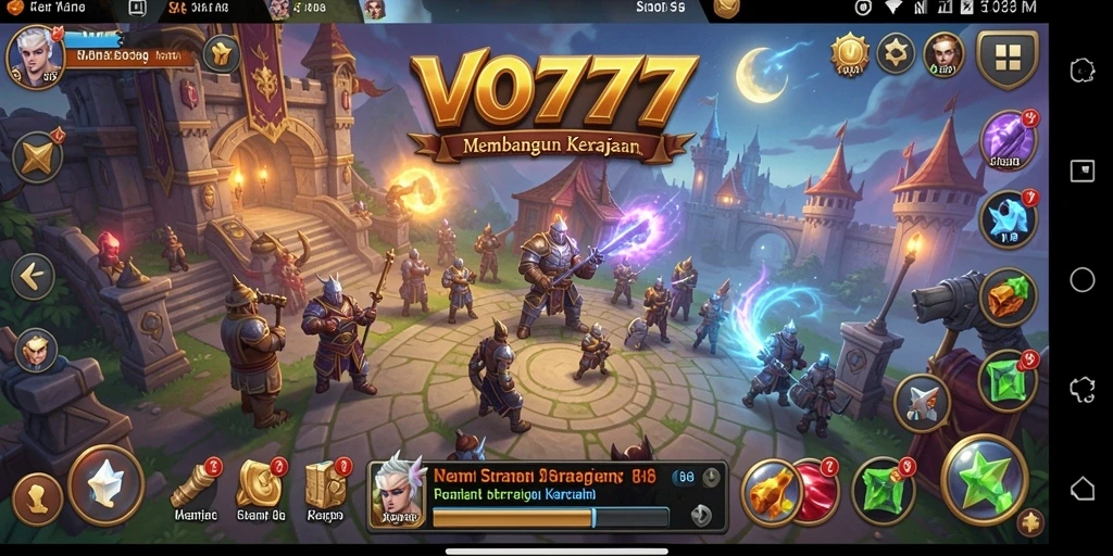 Tampilan gameplay VO777 yang menakjubkan saat membangun kerajaan.