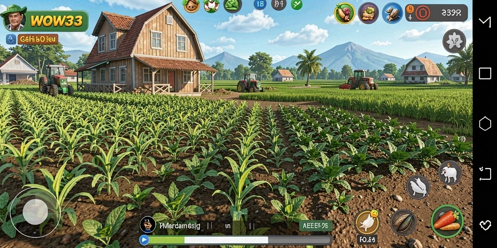 Tangkapan layar WOW33 menunjukkan aktivitas berkebun yang seru dan interaktif.