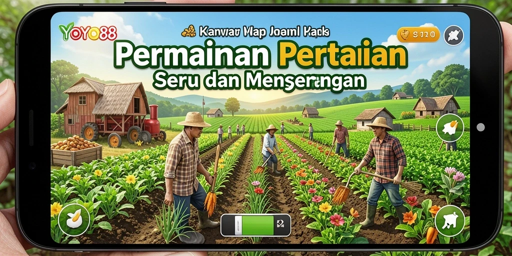 Gameplay seru bertani di YOYO88 dengan berbagai tanaman dan hewan.